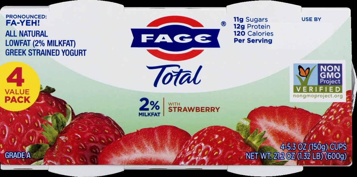 slide 7 of 11, Fage Total 2% Greek Yogurt - Strawberry, 4 ct; 5.3 oz