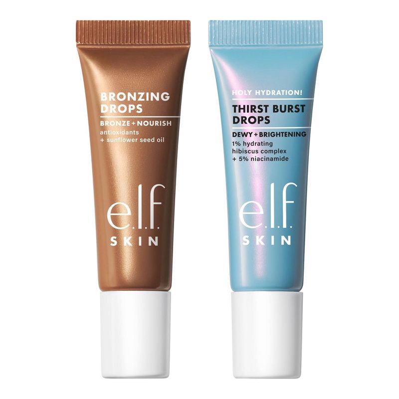slide 11 of 12, e.l.f. SKIN The Hottest Drops Duo - Bronzing Drops & Holy Hydration! Thirst Burst Drops Mini Duo - 2ct/0.33 fl oz, 2 ct, 0.33 fl oz