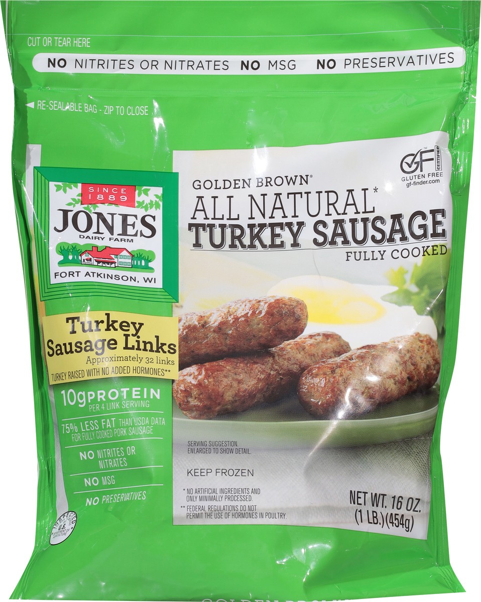 slide 5 of 13, Jones Dairy Farm Golden Brown Turkey Sausage 16 oz, 16 oz