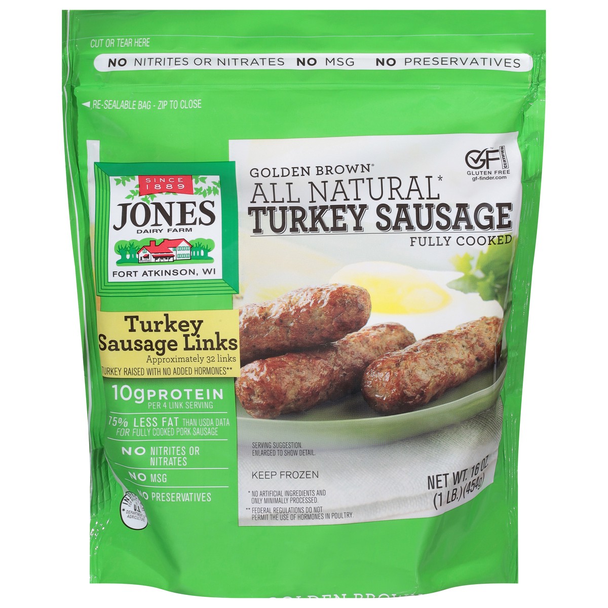 slide 6 of 13, Jones Dairy Farm Golden Brown Turkey Sausage 16 oz, 16 oz
