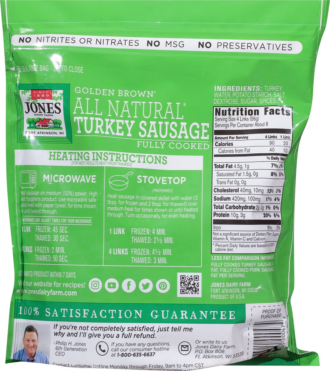 slide 9 of 13, Jones Dairy Farm Golden Brown Turkey Sausage 16 oz, 16 oz