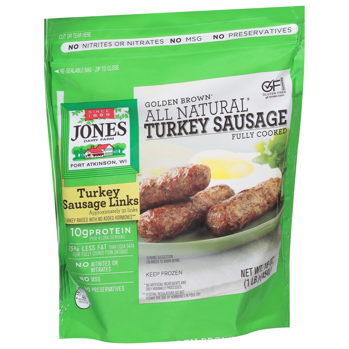slide 8 of 13, Jones Dairy Farm Golden Brown Turkey Sausage 16 oz, 16 oz