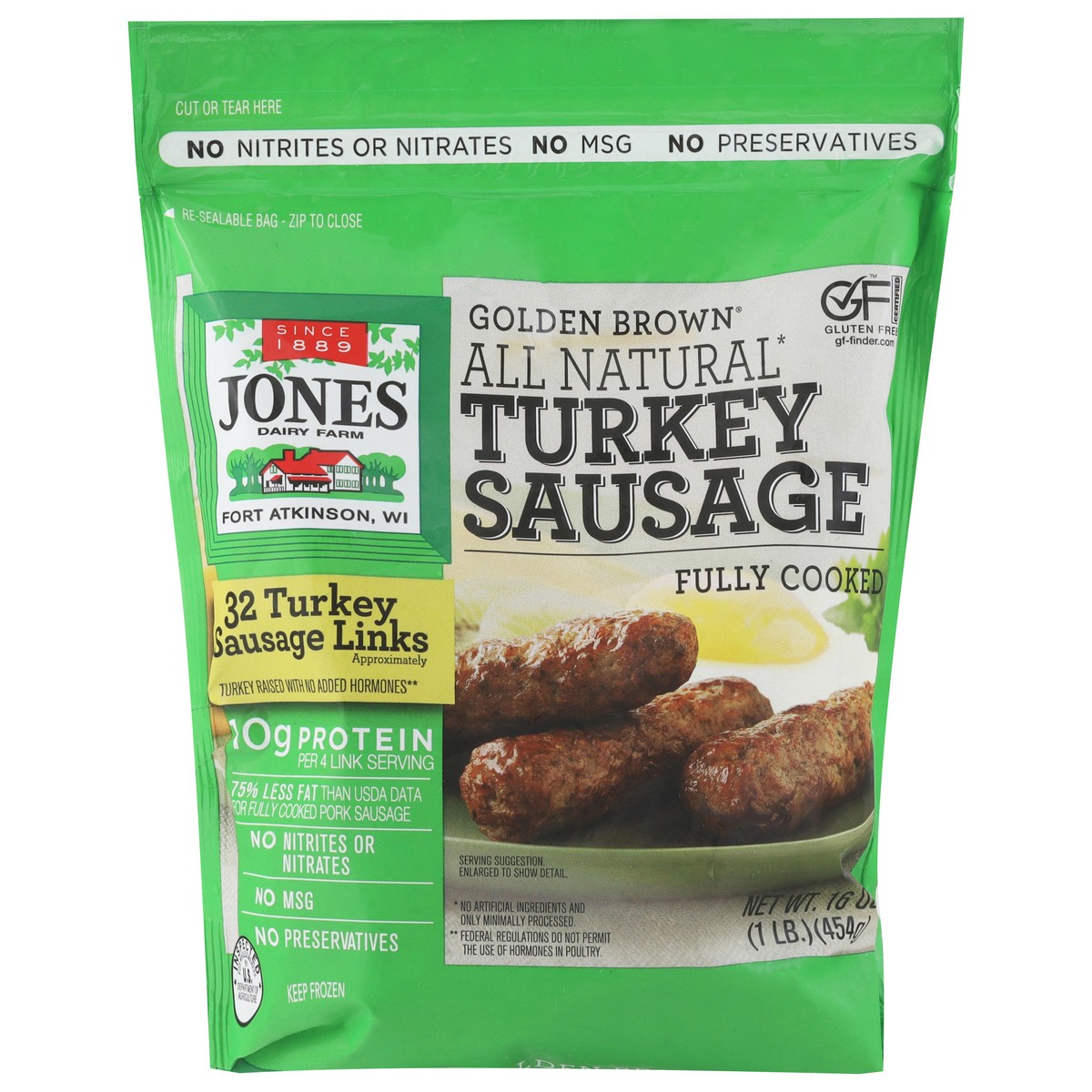 slide 1 of 13, Jones Dairy Farm Golden Brown Turkey Sausage 16 oz, 16 oz