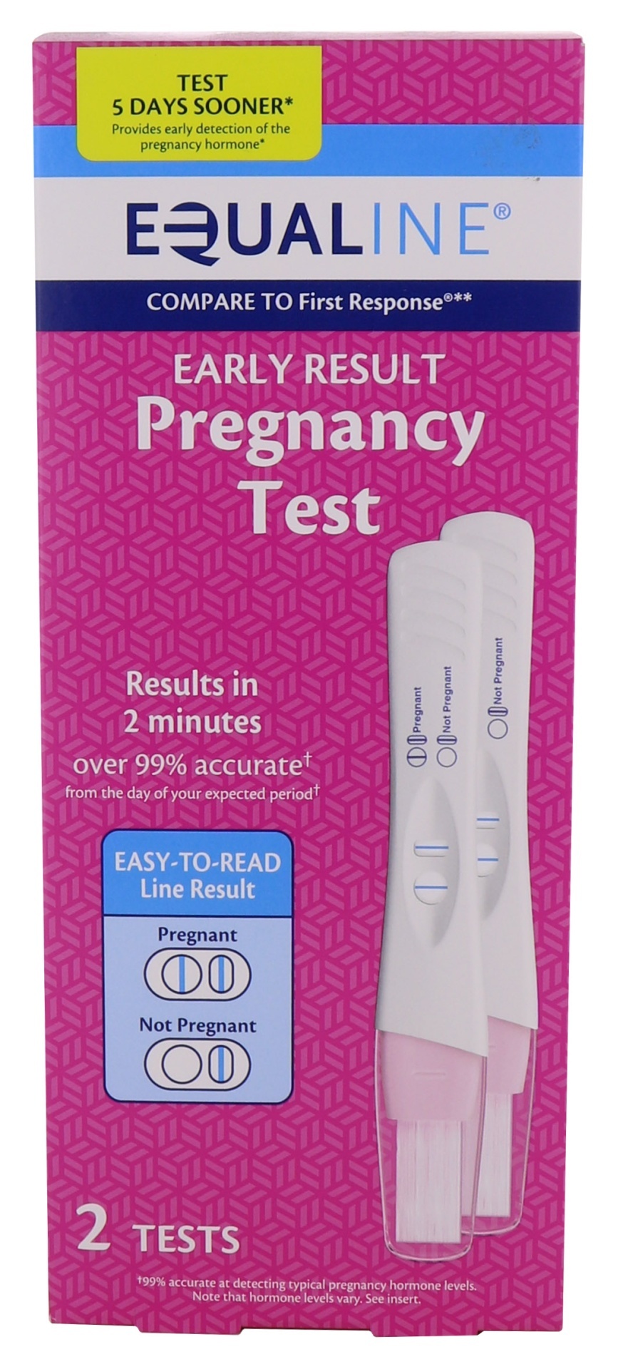 slide 1 of 1, Equaline Early Result Pregnancy Test, 2 ct