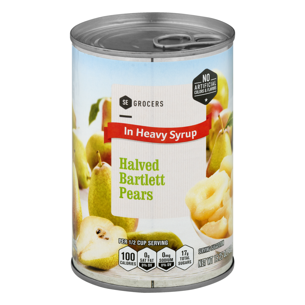 slide 1 of 1, SE Grocers Halved Bartlett Pears In Heavy Syrup - 15.2 oz, 15.2 oz
