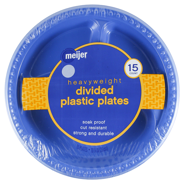 slide 1 of 2, Meijer Plastic Compartment Plate, 15 ct; 10 1/4 in