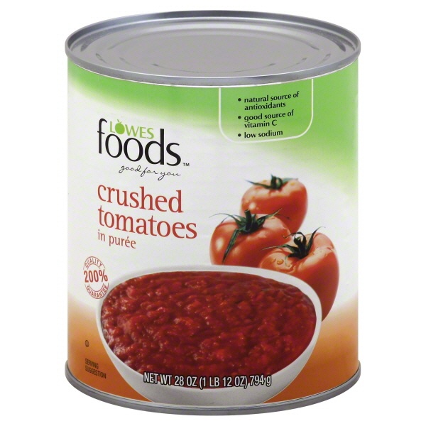 slide 1 of 1, Lowes Foods Tomatoes Crushed In Puree, 28 oz