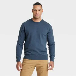 Men's Soft Knit Crew Neck Pullover Sweater - Goodfellow & Co™ Cornelian Blue M: Lightweight Cotton Blend, Long Sleeve, Machine Washable