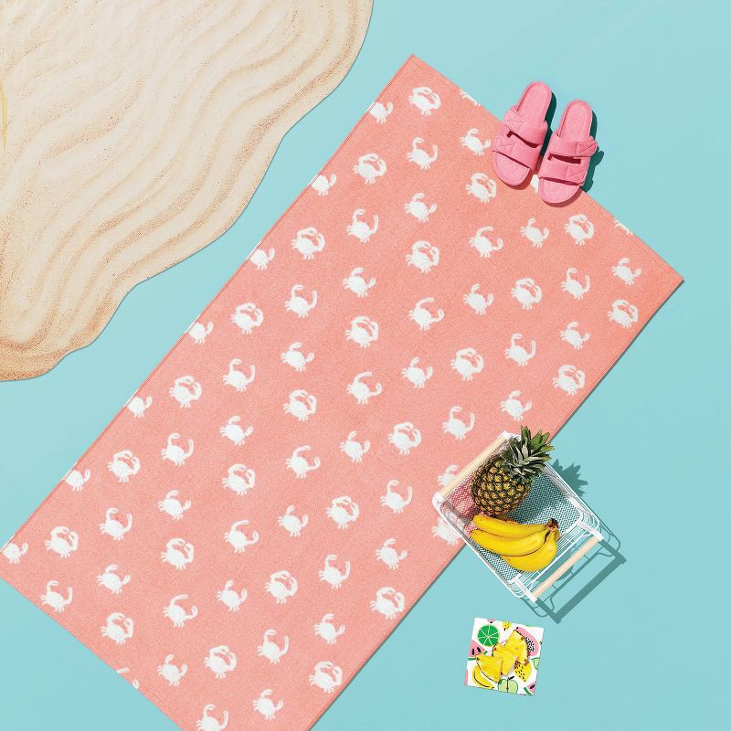 slide 2 of 3, Crabs Beach Towel Coral - Sun Squad™, 1 ct