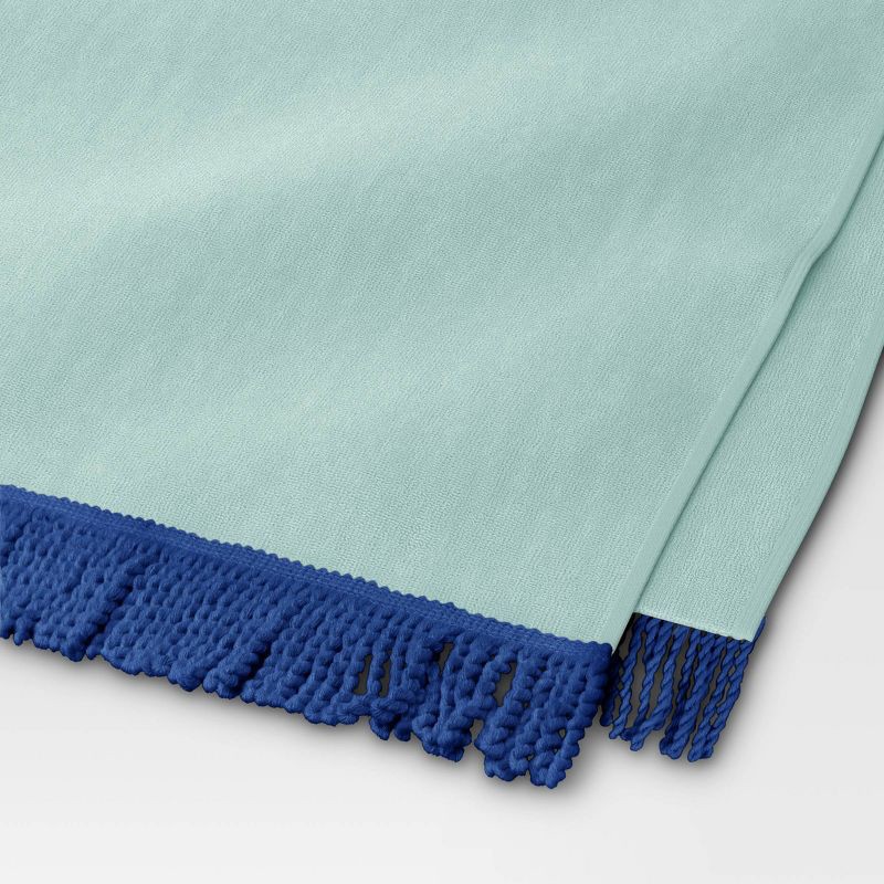 slide 3 of 3, Solid Beach Towel with Tassels Aqua - Sun Squad™, 1 ct