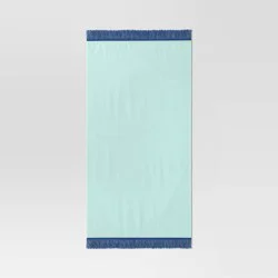 Solid Beach Towel with Tassels Aqua - Sun Squad™