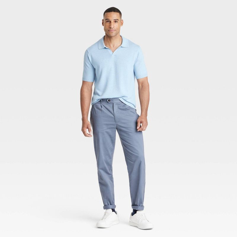 slide 3 of 3, Men's Short Sleeve Johnny Collar Sweater - Goodfellow & Co™ Blue XXL: Lightweight Cotton Blend, Casual Fit Pullover, 1 ct
