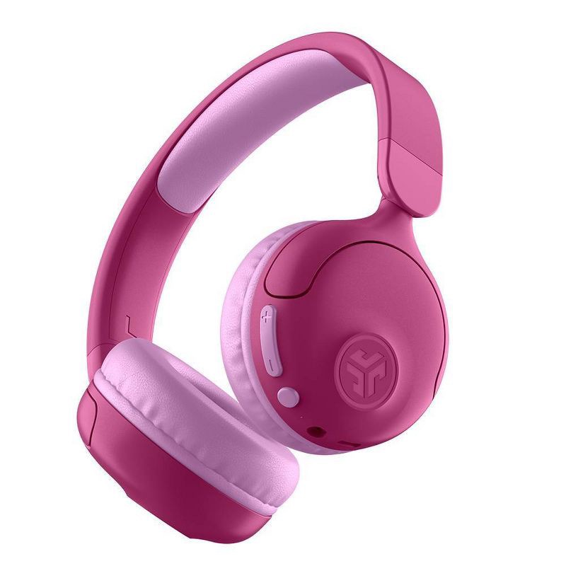 slide 3 of 5, JLab JBuddies Pop Bluetooth Wireless Kids' Headphones - Pink: Over-Ear Foam Cushions, Built-In Mic, Water-Resistant, 1 ct