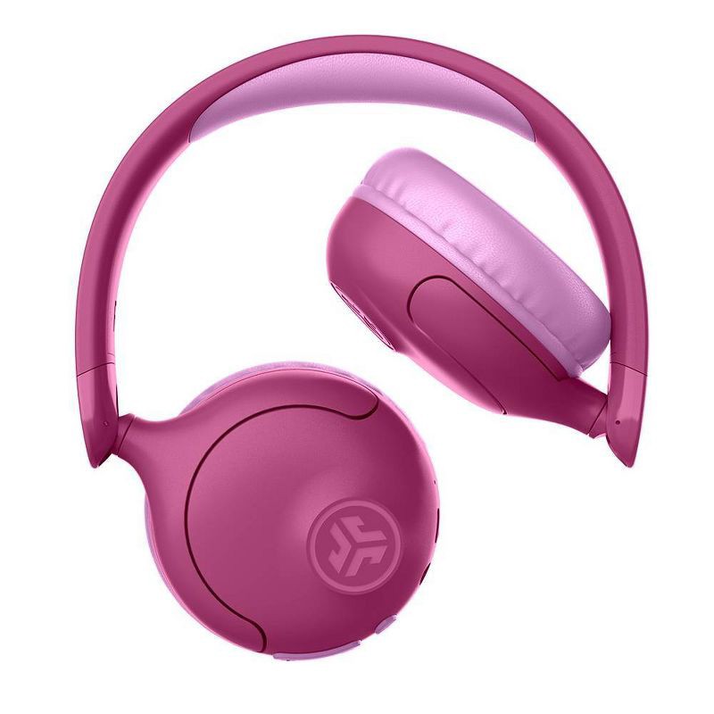 slide 4 of 5, JLab JBuddies Pop Bluetooth Wireless Kids' Headphones - Pink: Over-Ear Foam Cushions, Built-In Mic, Water-Resistant, 1 ct
