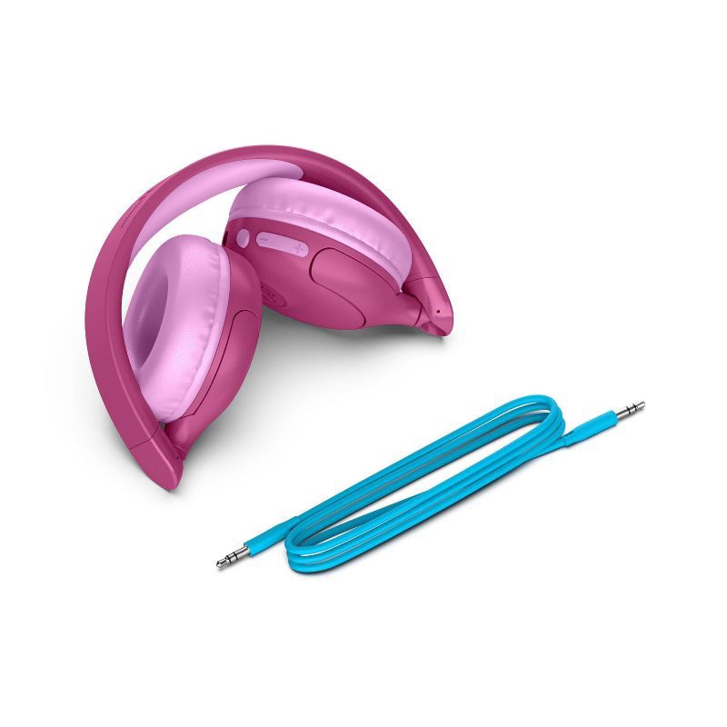 slide 5 of 5, JLab JBuddies Pop Bluetooth Wireless Kids' Headphones - Pink: Over-Ear Foam Cushions, Built-In Mic, Water-Resistant, 1 ct