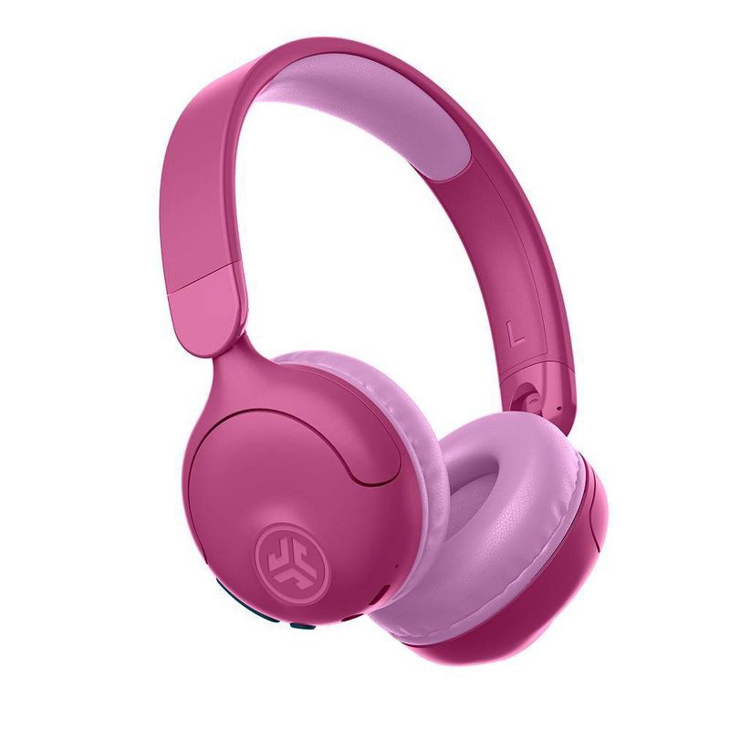 slide 1 of 5, JLab JBuddies Pop Bluetooth Wireless Kids' Headphones - Pink: Over-Ear Foam Cushions, Built-In Mic, Water-Resistant, 1 ct