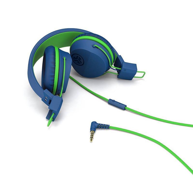 slide 3 of 3, JLab JBuddies Studio Wired Headphones - Blue/Green: Foam Ear Cushion, 3.5mm Jack, 1 ct