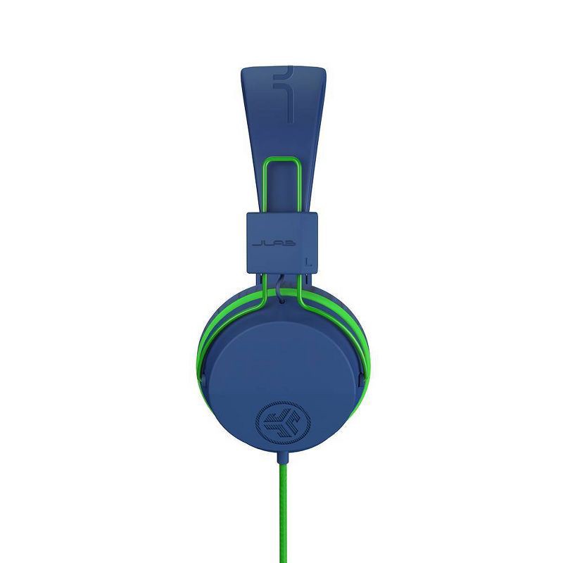 slide 1 of 3, JLab JBuddies Studio Wired Headphones - Blue/Green: Foam Ear Cushion, 3.5mm Jack, 1 ct