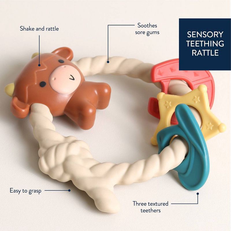 slide 3 of 6, Itzy Ritzy Ring Rattle & Teether - Highland Cow, 1 ct