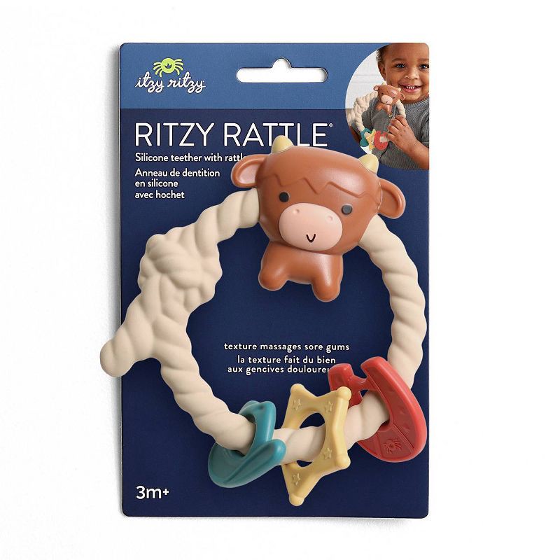 slide 6 of 6, Itzy Ritzy Ring Rattle & Teether - Highland Cow, 1 ct