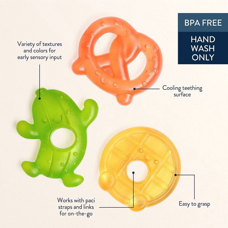 slide 3 of 7, Itzy Ritzy Cutie Coolers 3pk Teether Set - Silly Foods, 3 ct