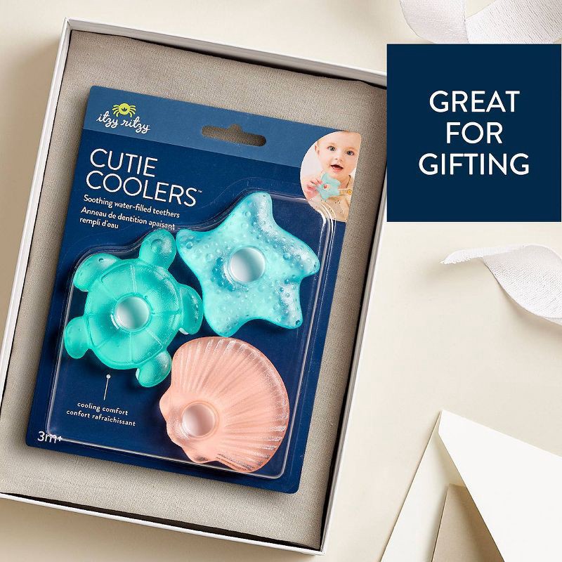 slide 5 of 7, Itzy Ritzy Cutie Coolers 3pk Teether Set - Seaside, 3 ct