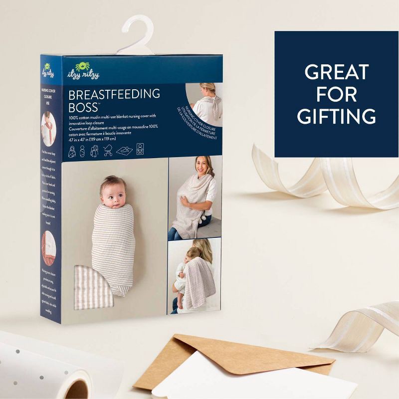 slide 6 of 8, Itzy Ritzy Muslin Breastfeeding Boss Nursing Cover - Taupe, 1 ct