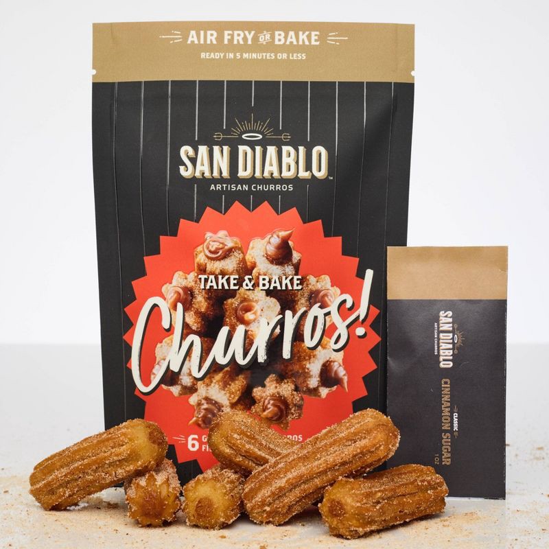 slide 1 of 7, San Diablo Artisan Churros San Diablo Filled Take & Bake Frozen Churros Dulce de Leche - 7oz/6ct, 6 ct; 7 oz
