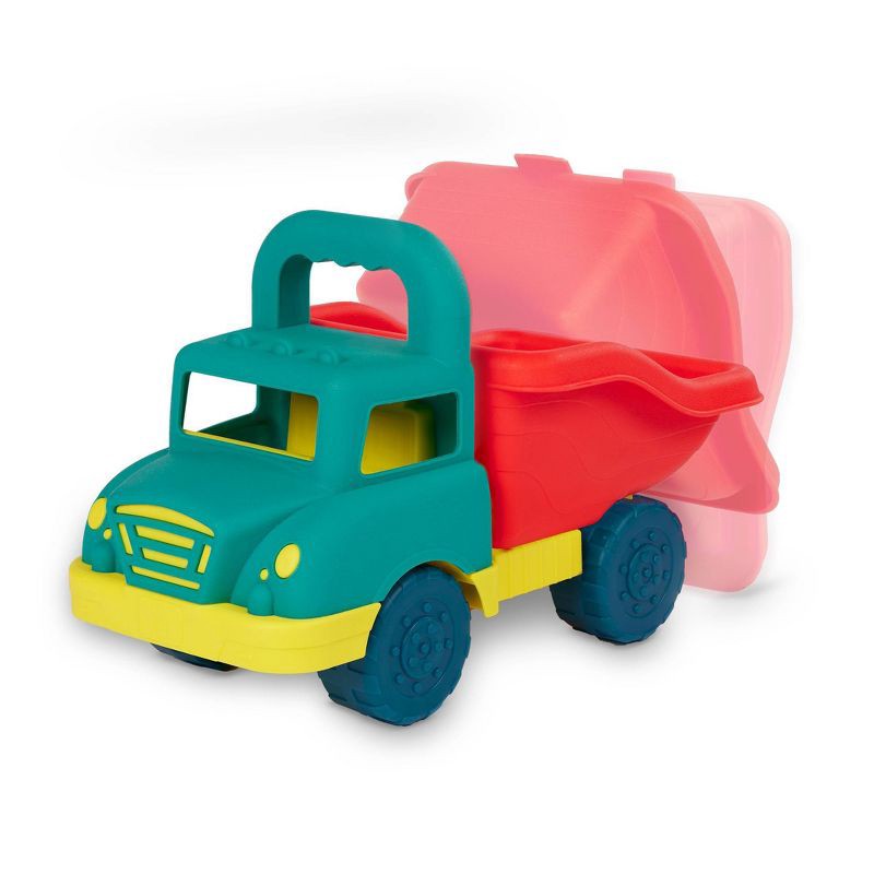 slide 5 of 6, B. toys Grab-n-Go Truck Set 2 Toy Dump Trucks & 3 Sand Molds, 1 ct