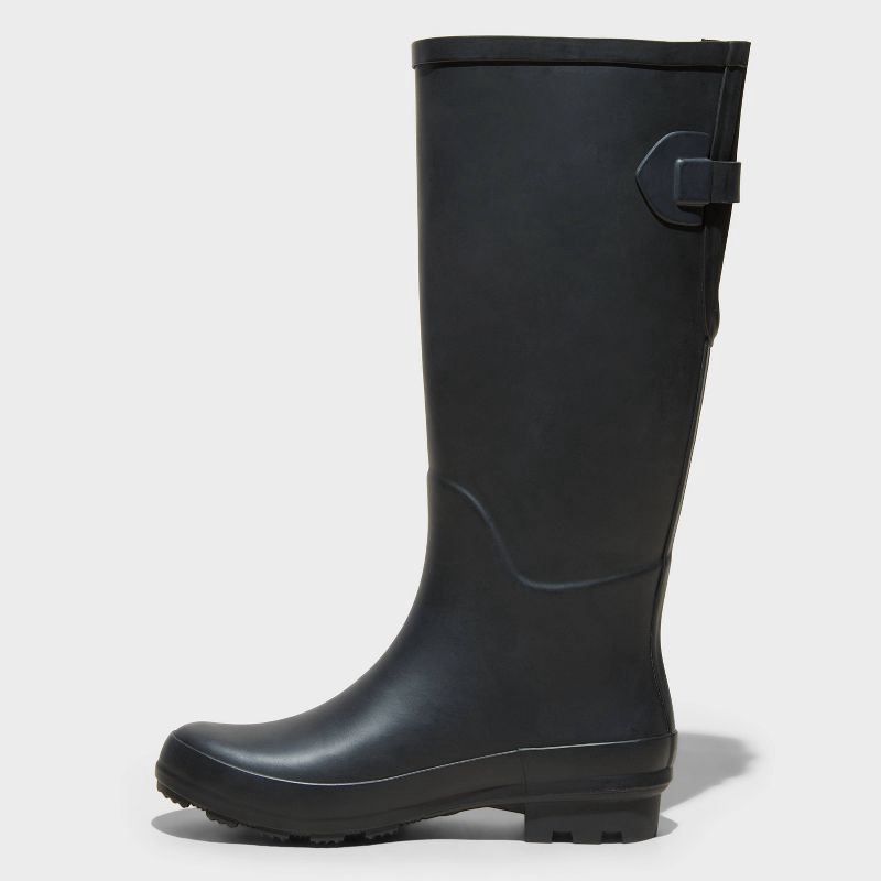slide 2 of 4, Women's River Tall Rain Boots - A New Day™ Black 10: Waterproof, Adjustable Buckle, Non-Marking Sole, 1 ct