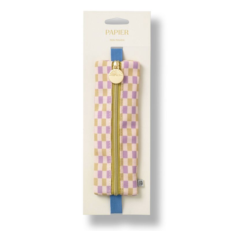 slide 2 of 3, PAPIER Elastic fabric Pencil pouch 7.9"x2" Checkered, 1 ct