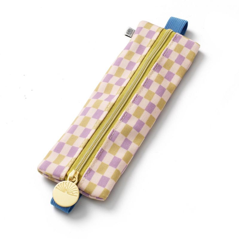 slide 1 of 3, PAPIER Elastic fabric Pencil pouch 7.9"x2" Checkered, 1 ct
