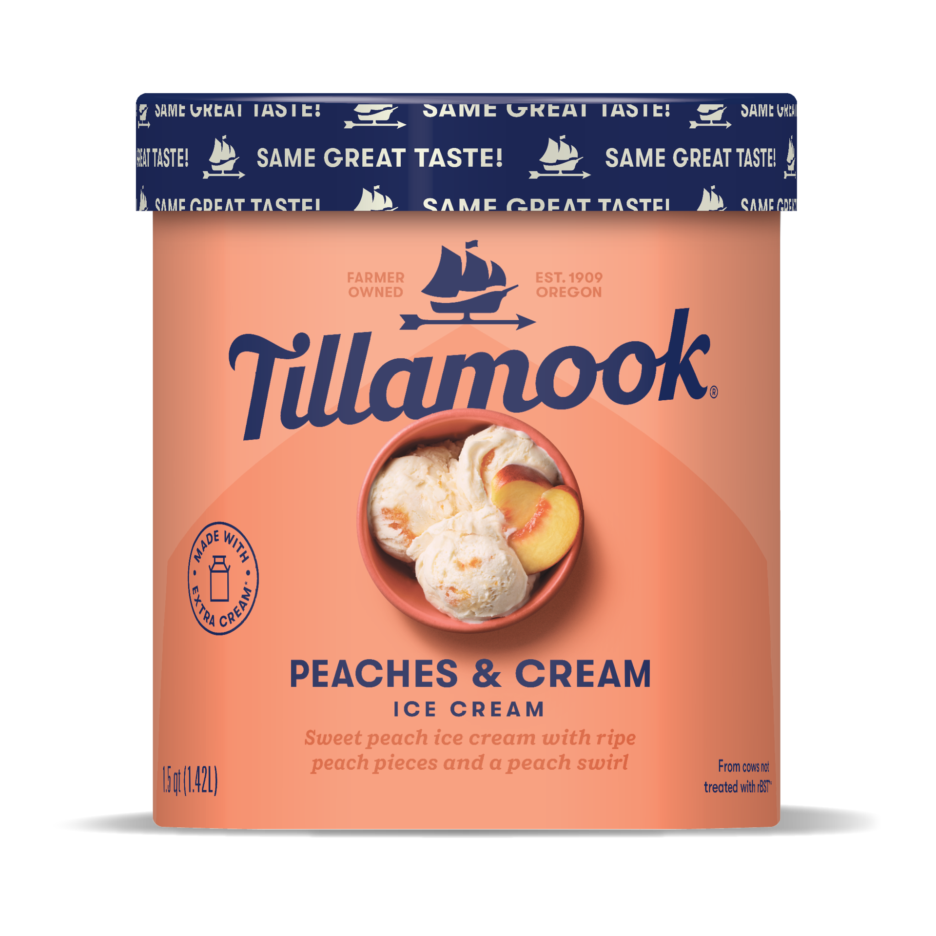 slide 1 of 4, Tillamook Peaches & Cream Ice Cream 1.5 qt, 1.5 qt