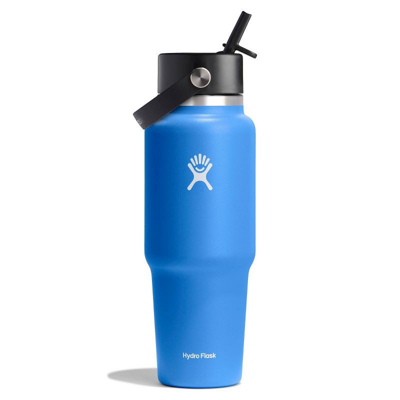slide 1 of 3, Hydro Flask 32oz Wide Mouth Flex Straw Travel Water Bottle Cascade, 32 oz