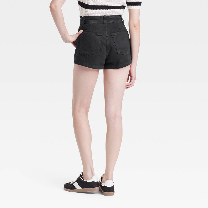 slide 2 of 3, Women's High-Rise Sailor Denim Shorts - Universal Thread™ Black 4: Cotton-Spandex Blend, Rolled Hem, Denim, 1 ct