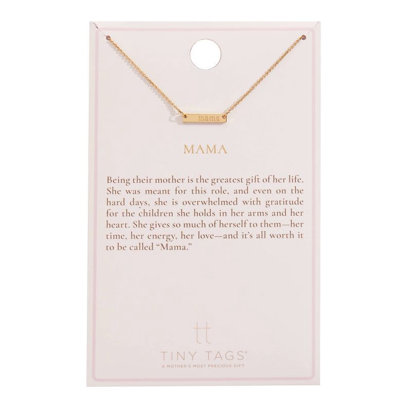 slide 2 of 4, Tiny Tags 14K Gold Ion Plated Mama Bar Chain Necklace, 1 ct