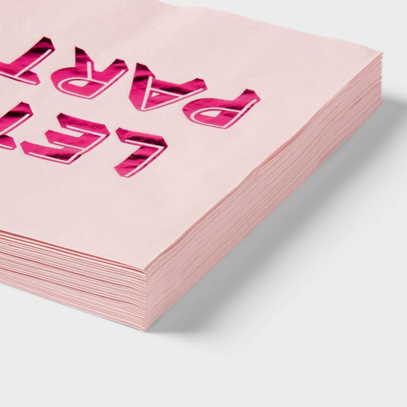 slide 3 of 3, Hot Pink "Let's Party" Lunch Napkin 30ct - Spritz™, 30 ct