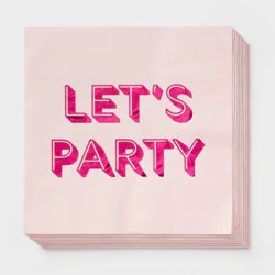 Hot Pink "Let's Party" Lunch Napkin 30ct - Spritz™