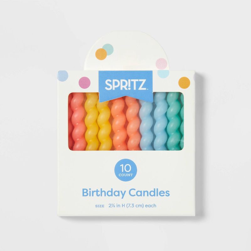 slide 3 of 3, 10ct Neon Rainbow Swirl Candle - Spritz™, 10 ct