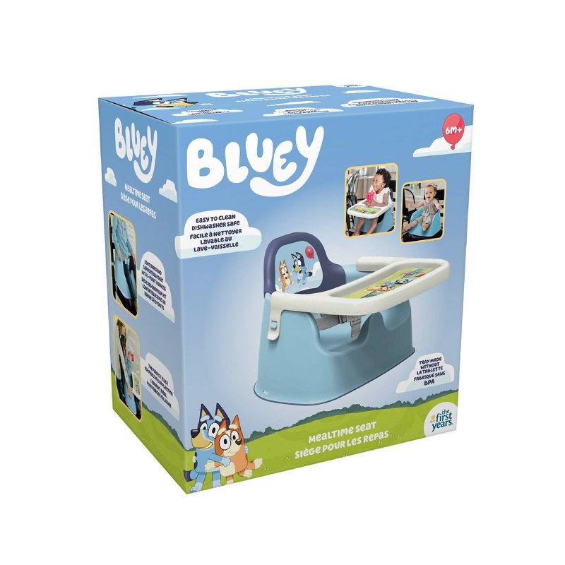 slide 8 of 11, The First Years Bluey Mealtime Booster Seat - Toddler Feeding Seat - Blue/White, 1 ct