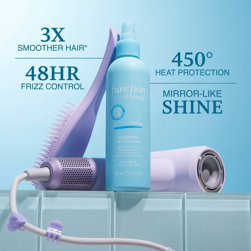 slide 4 of 9, Function of Beauty Smooth With It Blowout Mist Heat Protectant Spray for Straight Hair - 7 fl oz, 7 fl oz