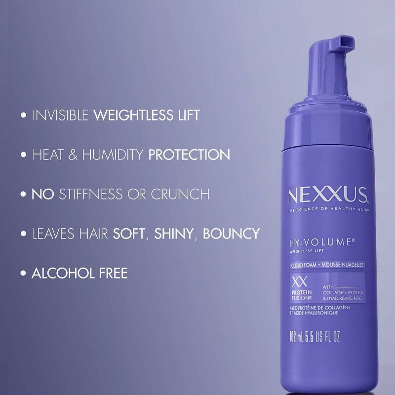 slide 5 of 6, Nexxus Hy-Volume Leave-In Cloud Foam Hair Mousse with Collagen Protein & Hyaluronic Acid - 5.5 fl oz, 5.5 fl oz