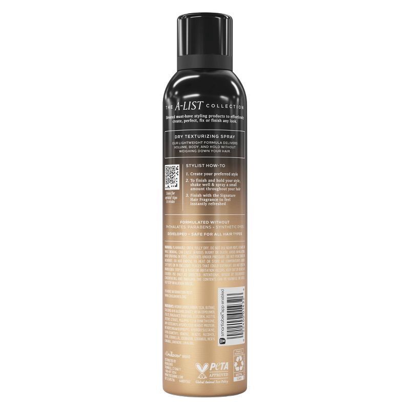 slide 2 of 10, Tresemme A-List Collection Dry Texturizing Spray, Golden Vanilla & Sandalwood Scent - 6.2oz, 6.2 oz