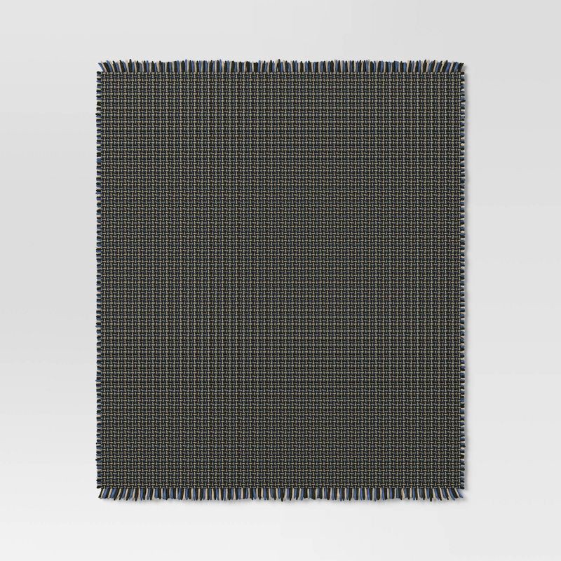 slide 3 of 5, Woven Throw Blanket Neutral/Green/Blue - Threshold™, 1 ct