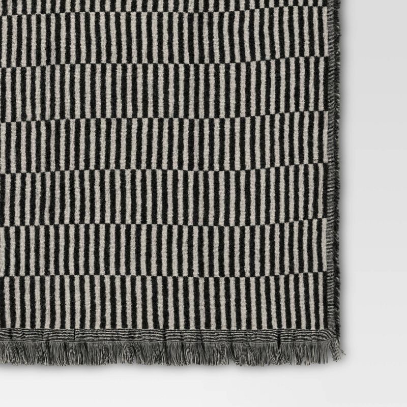 slide 4 of 5, 50''x60'' Oversized Woven Linework Throw Blanket Black/Cream - Threshold™, 1 ct