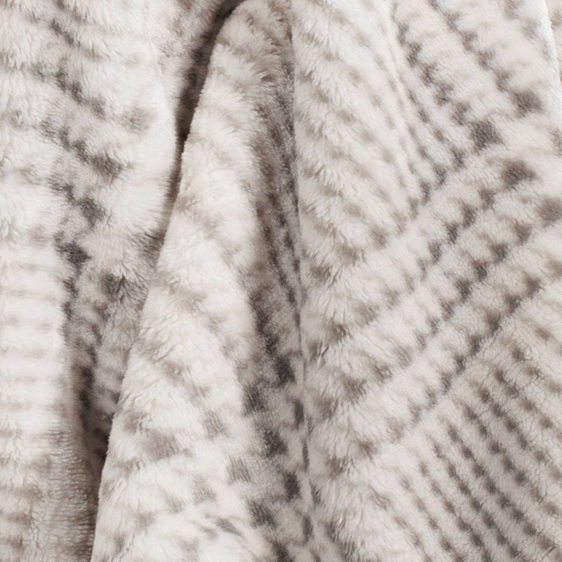 slide 5 of 5, Oversized Printed Glen Plaid Primalush Throw Blanket Gray/Ivory - Threshold™, 1 ct