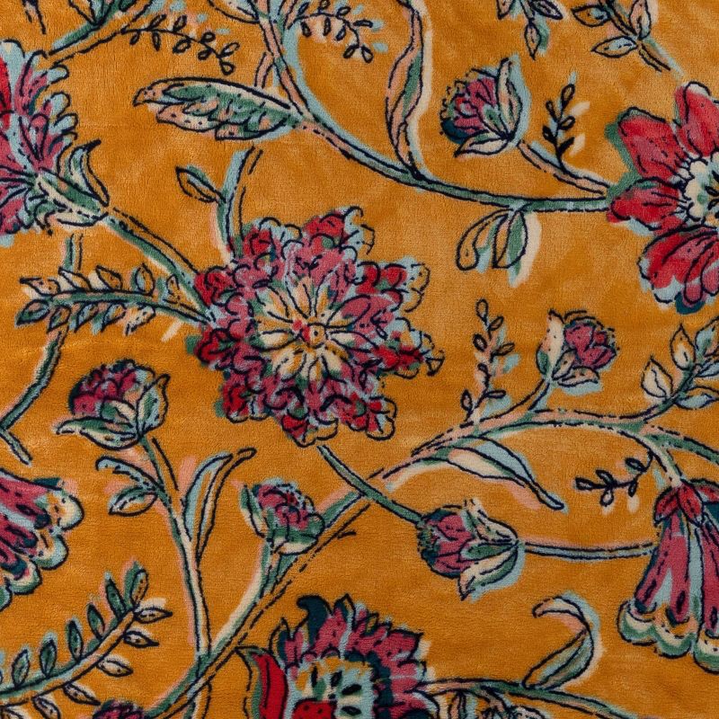 slide 5 of 5, Oversized Printed Floral Primalush Throw Blanket Gold - Threshold™, 1 ct