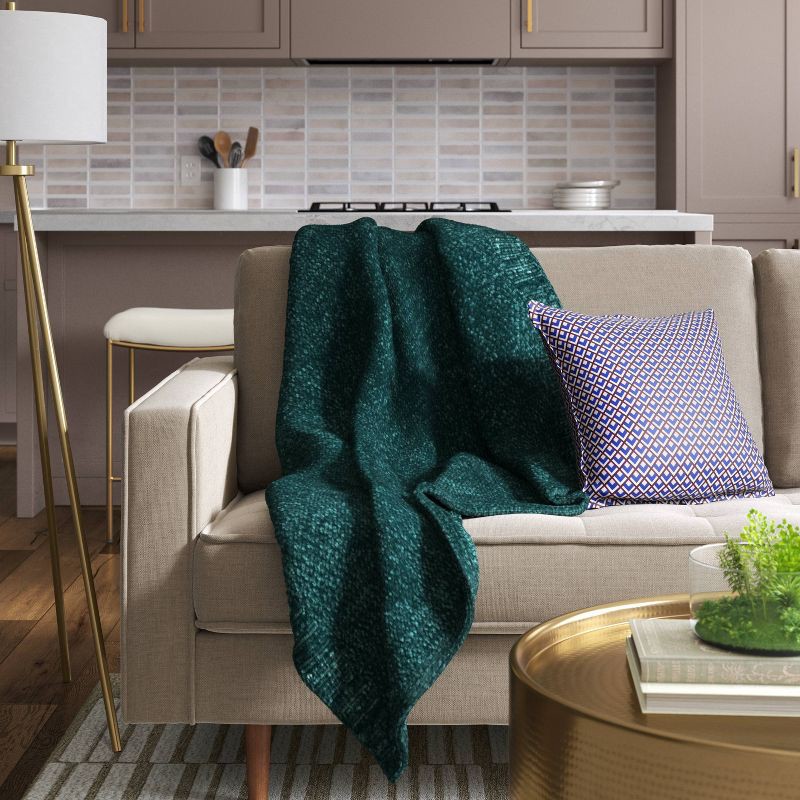 slide 2 of 5, Shine Chenille Throw Blanket Teal Green - Threshold™, 1 ct