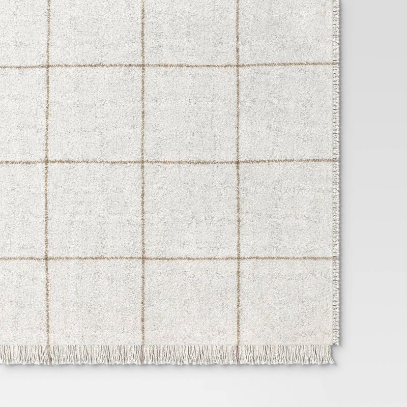 slide 4 of 5, Windowpane Boucle Throw Blanket Cream/Neutral - Threshold™, 1 ct