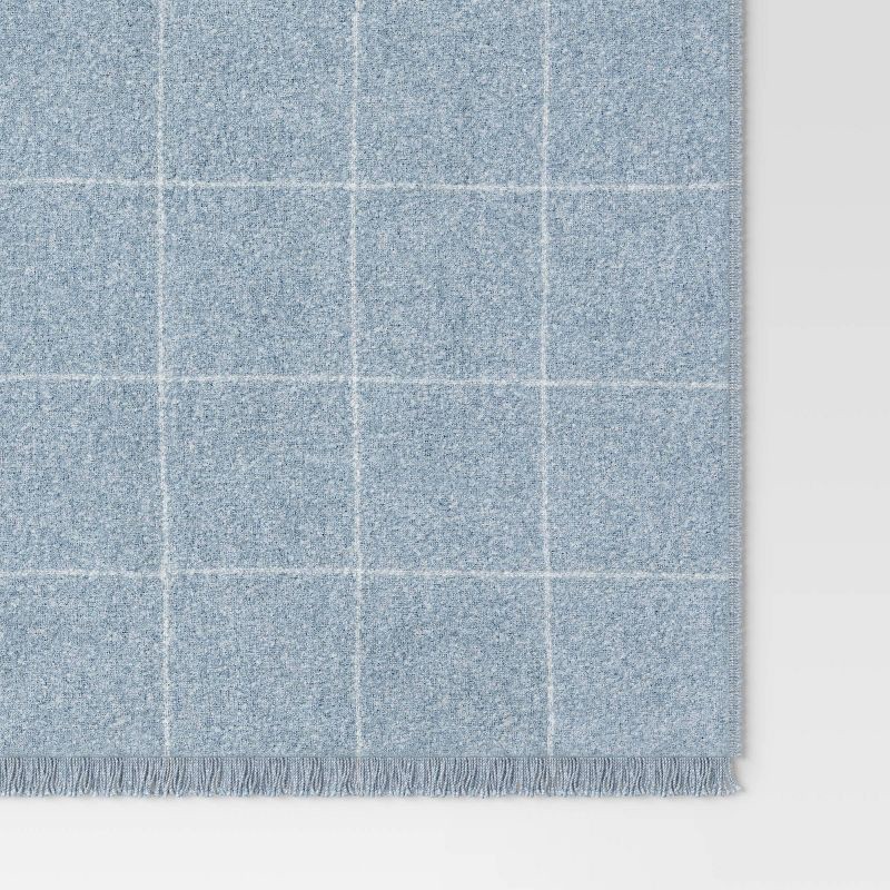 slide 4 of 5, Windowpane Boucle Throw Blanket Blue/Cream - Threshold™, 1 ct